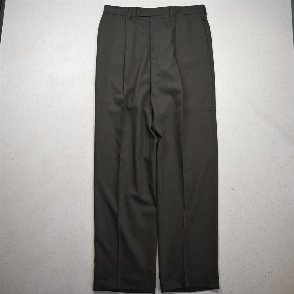 Vtg Calvin Klein 32x34 Gray 100% Wool Pleated Baggy High Waist Dress Mens Pants